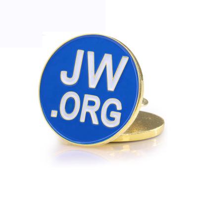 China Antique Imitation Round Shape JW.ORG Metal Lapel Pins Gold Plated Hard Enamel Badge Pins for sale