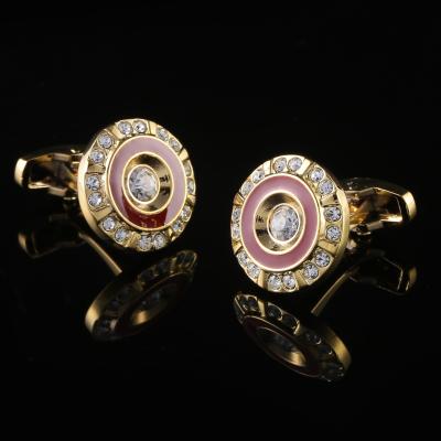 China Antique Imitation Gold Plated Cufflinks Fully Jeweled Crystal Rhinestone Party Gifts Luxury Cufflinks for sale