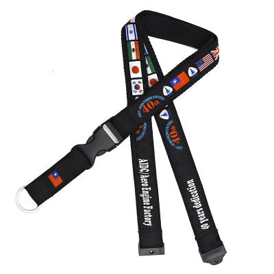 China Promotional Gift Jacquard Woven Brand Logo Neck Strap Lanyards Eco Friendly Colorful Polyester Safety Buckle Lanyards for sale