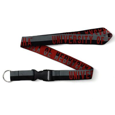 China Promotional Gift Embroidered Custom Adjustable Logo Neck Strap Safety Buckle Clasp Lanyards Polyester Lanyards for sale