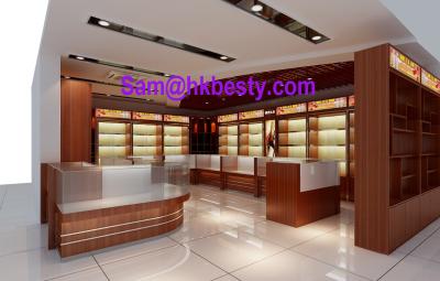 China High end shop-in-shop jewellery display cabinets and timber veneer showcases for sale