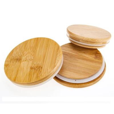 China Reusable Canning Seal Ring Pine Wooden Lid Caps Non-Refillable Bamboo Storage Lids Drinks Cup Covers Jar for sale