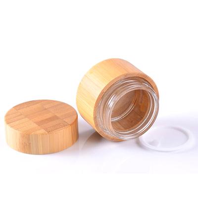 China New Arrive Biodegradable Cosmetic Packaging Containers Bamboo Jars With Bamboo Lid for sale