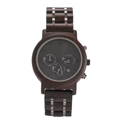 China Customized Luxury Men's Leather Logo Band Unisex OEM Customized Fashion Wrist Watch Wood Case for sale