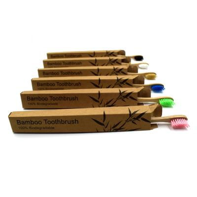 China Natural. Eco Friendly Bamboo Toothbrush 4 Packs in Paper Box 6 Packs Toothbrush Biodegradable for sale