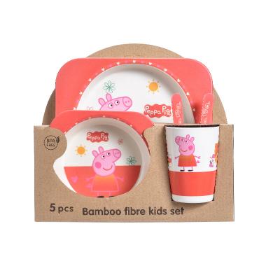 China Modern Bamboo Fiber Tableware Baby Feeding Set Biodegradable Bamboo Fiber Kids Baby Fork Spoon for sale