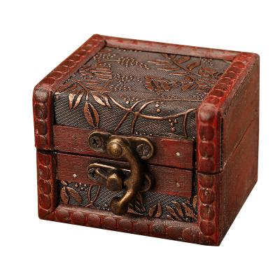 China Handmade Antique Nostalgic Wooden Storage Box Ring Earring Jewelry Box Small Jewelery Box Jewelry Packing Luxury Package Box for sale