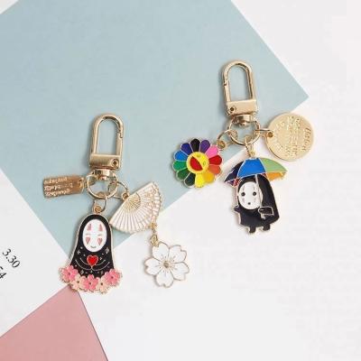 China Vivid Simulation Cartoon Japan Anime Gold Color Key Chain Away For Women Key Chains Ring Car Bag Pendent Charm Airpods Accessories for sale