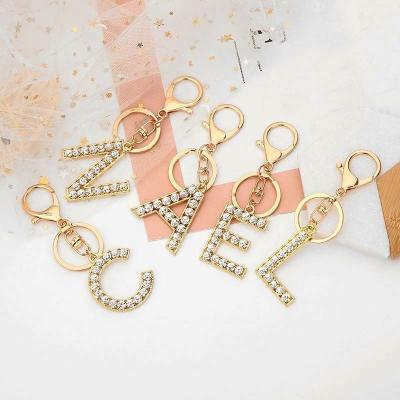 China Simulation A-Z Initial Keychains Keyrings for Women Men Crystal Couple Alphabet Cute Key Ring Chains Bag Charm Gift Accessories for sale