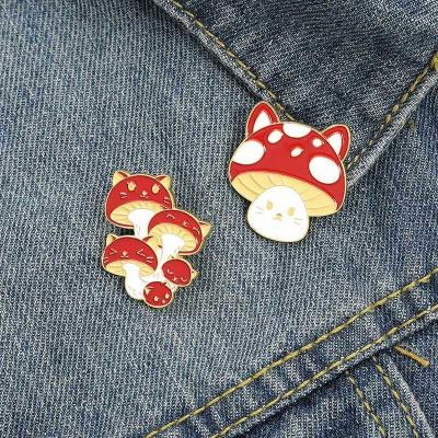 China Red Europe Mushroom Enamel Brooch Clothing Bag Accessories Lapel Pins Gift For Kid for sale