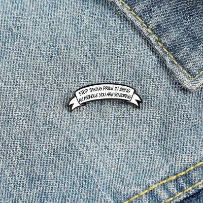 China Trendy You Are So Bored Letter Reverse Pins Custom Flame Enamel Pin Factory Drectly Sale for sale