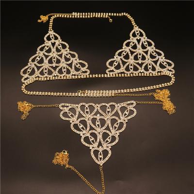 China Other Wholesale Diamond Crystal Luxury Rhinestone Womens Sexy Underwear Accessories Jewelry Set Body Chain for sale