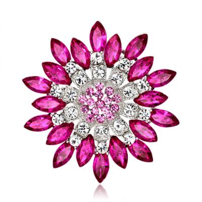 China ALLOY Flower Brooches with Crystal Oversized Flower Brooch Flower Brooches pin brooches for sale