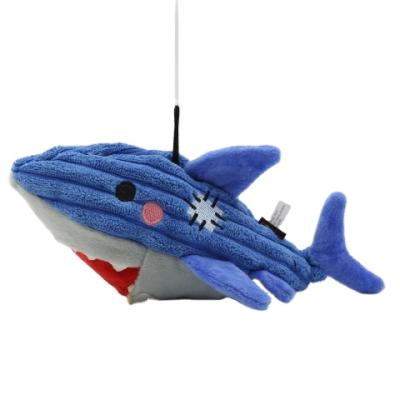 China Viable Plush Toys Pet Corduroy Shark Chew Stuff Blue Dog Toy for sale