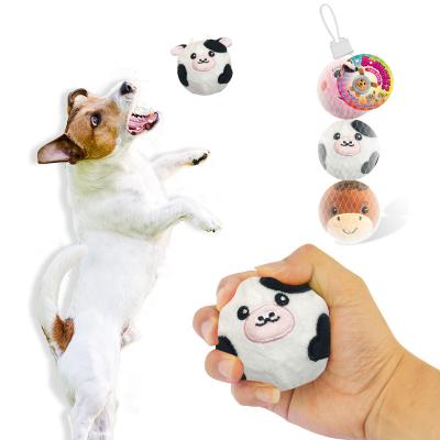 China Stocked New Design Pet Toys Supplier Bouncing Dog Chewing Ball 3pc Packed Rubber Plush Pet Toys for sale