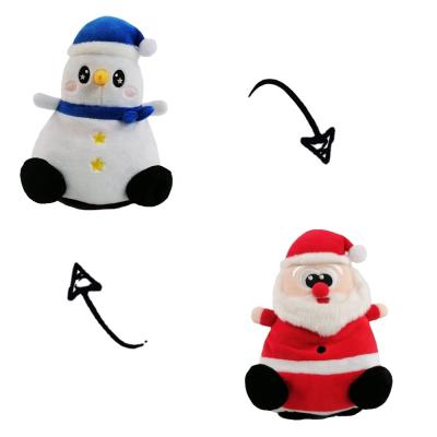 China 2021 Reversible New Arrival Christmas Santa Claus Snowman Plush Toy for sale