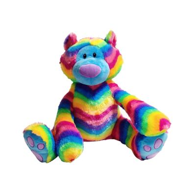 China Soft Gift Rainbow Teddy Plush Animal Sitting Colorful Toy Bear CE Custom Made for sale