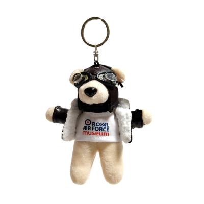 China Cute Custom Royal Air Force Tiny Plush Teddy Bear Animal Head Chain Toy Decoration for sale