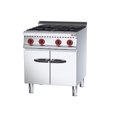 China Commercial Heavy Duty Stainless Steel Gas Range with Cabinet and Four-cooker Cooktop for sale