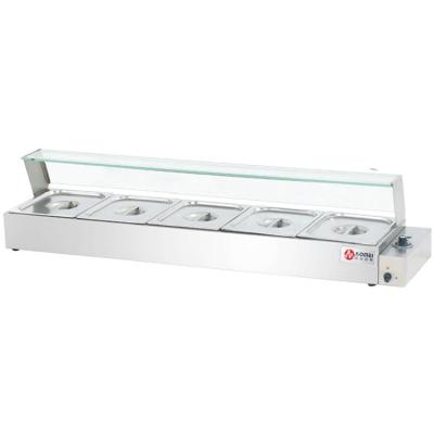 China Hotel Buffet Food Equipment Stainless Steel Glass Cover Electric Bain Marie for Food for sale