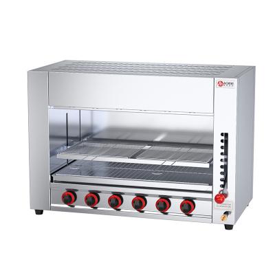 China Proyectos de equipo de cocina Broiler de carne de gas Infrarrojos Salamandra Grill con 6 quemadores en venta