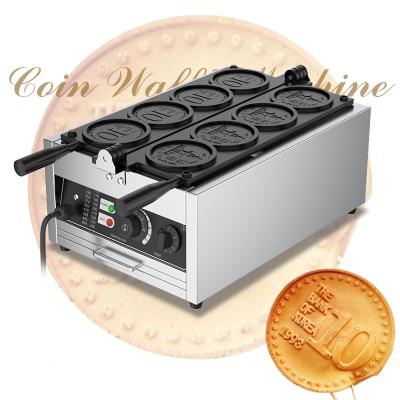 China 110v 220v commerciële muntvormige wafelfabriek voor populaire straatsnacks Custom 4 plakjes Te koop