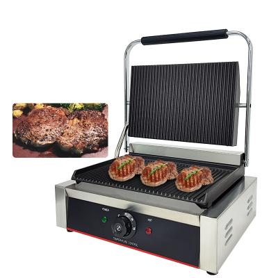 China Stainless Steel Cast Iron Sandwich Panini Contact Grill Maker Dismountable Oil Collector for sale