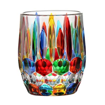 China Manual hand drawing Bohemian style painted foreign hand-painted wine cup whiskey cup designer creative color cocktail cup for sale