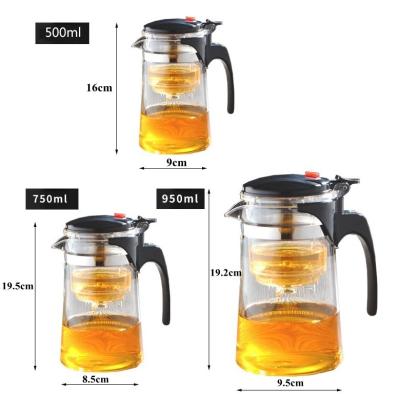 China High Borosilicate Sustainable Teapot Glass Teapot With Tea Infuser for sale