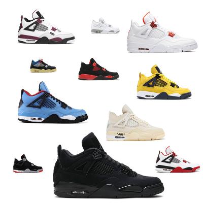 China EVA mens basketball shoes air 4 jodan retro sneakers AJ 4 black cat's college blue and white oreo retro for sale