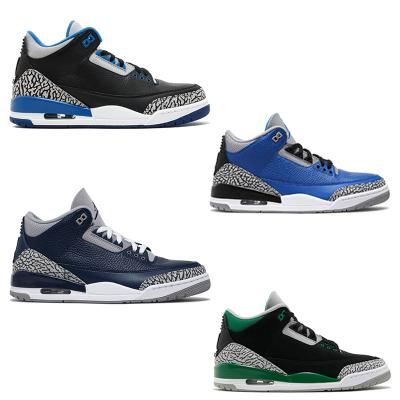 China EVA High Quality AJ 3 3 aj men's basketball shoes casual men's sports shoes blue white outdoor sneakers, large size for sale