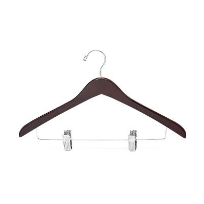 China Behind Doors/On Walls Custom Wooden Pants Hanger With Clips For Pants And Clothes Hangers for sale