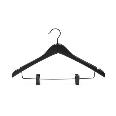 China Behind Doors/On Walls Wholesale Clothing Pants Clip Wooden Suit Coat Clothes Hangers Hotel Hanger With Clip for sale