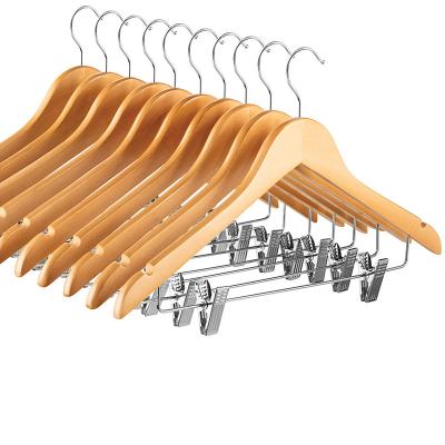 China Behind Doors/On Walls XINDA Wooden Pants Hangers with Metal Clips Solid Wood Jeans/Skirt Hanger 360 Swivel Hook Clip Hanger for Pant for sale