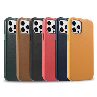 China 2021 12 Series Shockproof Luxury Magnetic PU Leather Phone Case For iPhone 12 Max Support Mini Pro Magsafe Leather Case for sale