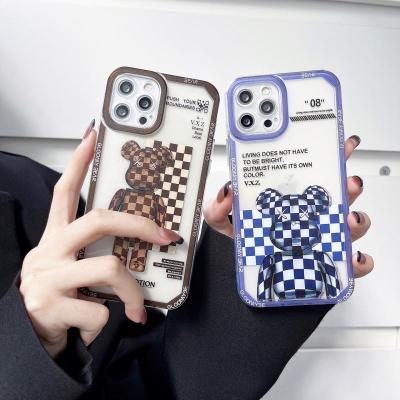 China Designer Brand Block Bear Cover 11 Cartoon 13pro Shockproof Cell Phone Mini Cell Phone Case For iPhone 12 13 Pro Max for sale