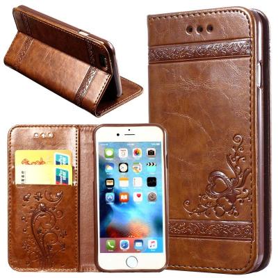 China Waterproof Knurling Leather Case For Mobile Phone Flip Cover For 6s 8 X Wallet Style With Card Slot for sale