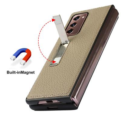 China Real z Fold3 Shockproof Stand Magnet New Arrival Genuine Leather Phone Case For Samsung galaxy z fold 1 2 3 case for sale