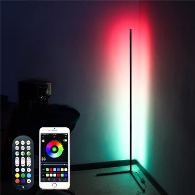 China Modern Smart Black Minimal Tripod Remote Controller Led Bracket Corner Wall RGB Light Modern Led Floor Lamp for sale