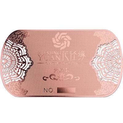 China Custom Europe Material Etched Stainless Steel Metal Dish Plate Sign Gold Card Decorative Aluminum Business Card for sale