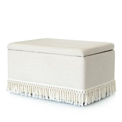 China New Arrival Decorative Cloth Rectangle Storage Stool Bench (Other) Adjustable With Fringe Velvet Ottoman Bench for sale