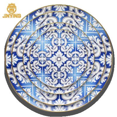 China 2018 Sustainable New Design Chinese Style Dinnerware Set Blue Plates Set Tableware Set For Wedding Events for sale