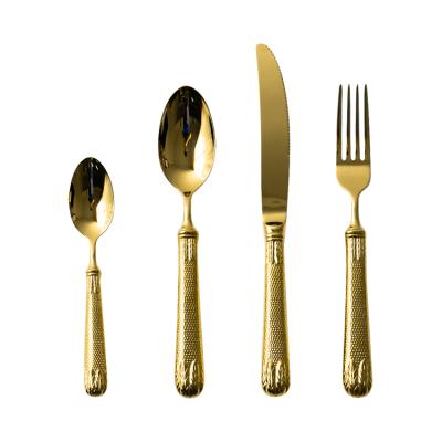 China 2021 New Style Sustainable Cutlery Luxury Gold Stainless Steel Royal Flat Dinnerware for sale