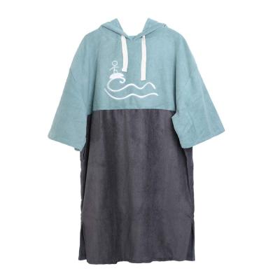 China Compressed Adults Microfiber/Cotton Surf Poncho Beach Towel Change Hooded Beach Surf Long Dress for sale