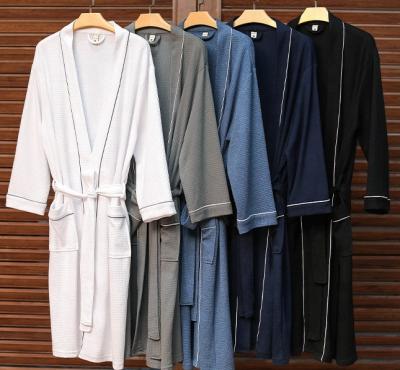 China 2021 Best Quality Custom Hotel Collection Waffle Bathrobe Breathable Cotton Wholesale White Bathrobe With Logo for sale