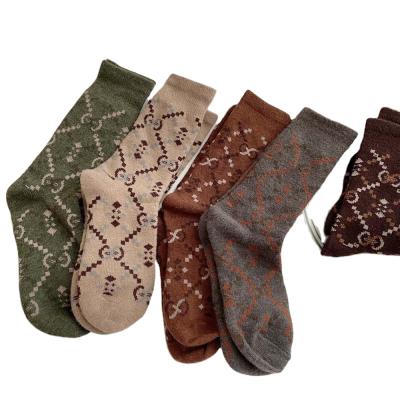 China Autumn and winter woolen all-match thick letter thongs thongs warm socks women's socks for sale