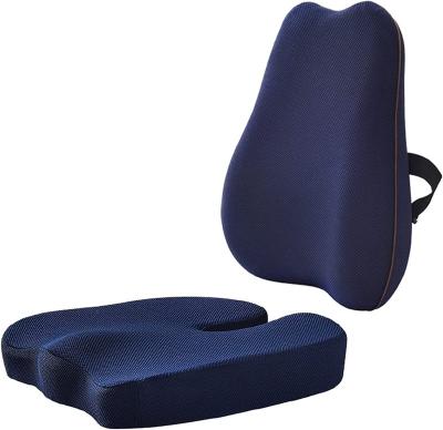 China Folded Home Office Chair Washable Foam Cushion Memory Cover Lumbar Back Support Pillow Set for sale