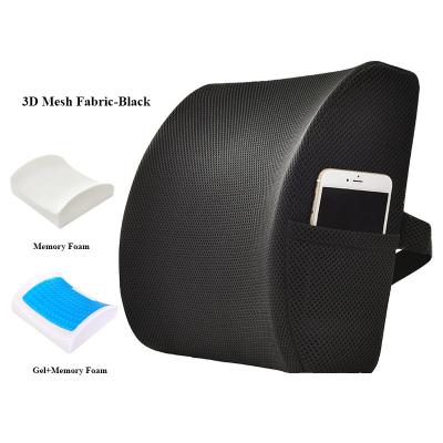 China PORTABLE Car Anti-Slip Gel Raised Memory Foam Lumbar Support Pillow Office Chair Back Cushion for sale