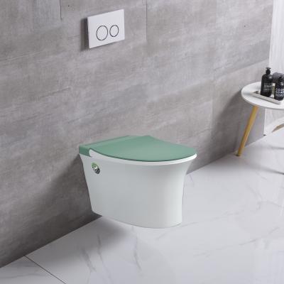 China Best price bathroom ceramic rimless toilet p-trap wall hung toilet no need to install cistern for sale