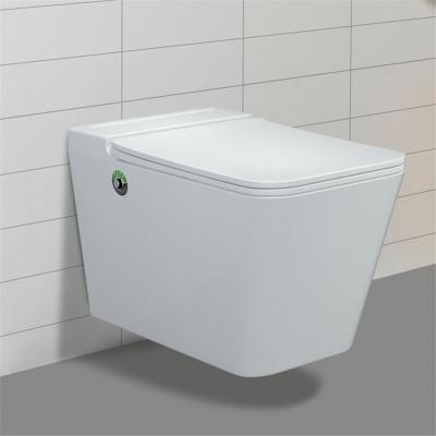 China Concealed Modern Colored White Two Piece Rectangular Ceramic Wall Mounted Cistern Wall Hung Tankless Toilet for sale